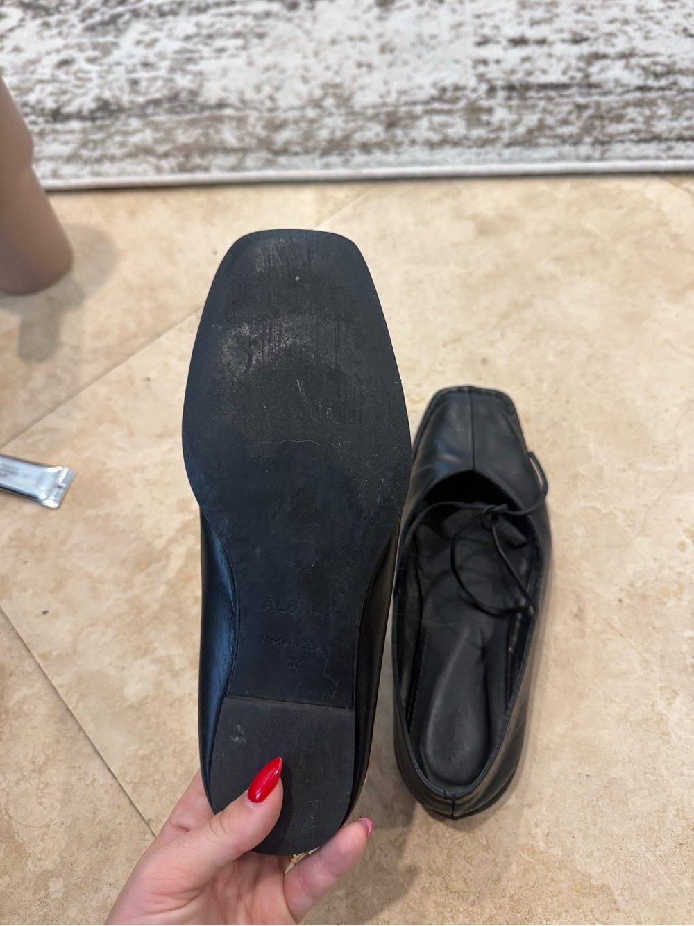 ALOHAS Sway Black Leather Ballet Flats - Picture 4 of 4